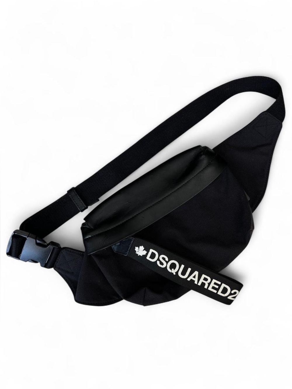 DSQUARED2 Leather and Canvas Black Belt Bag